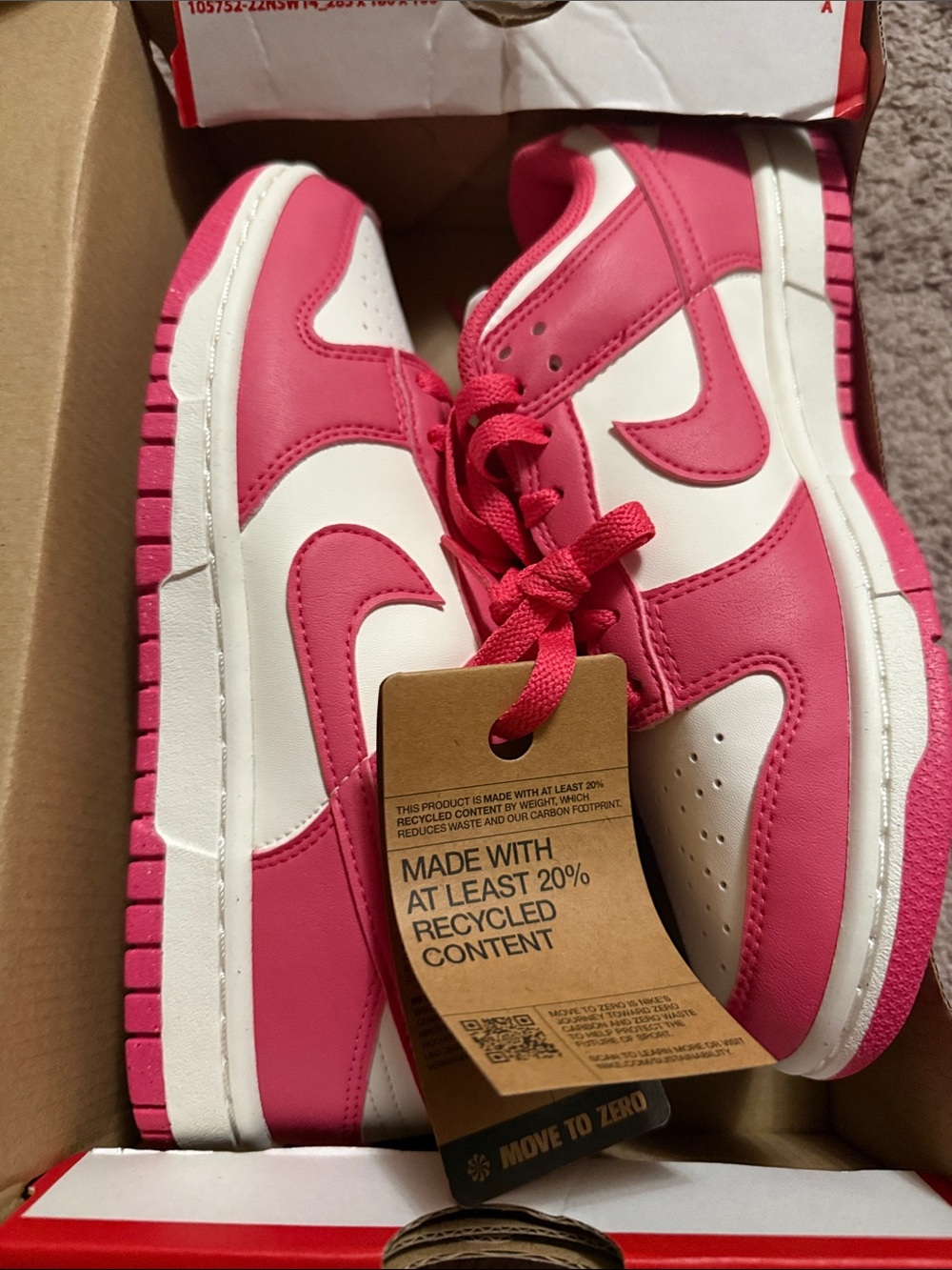 Nike Women's Pink and White Dunk Low Athletic Shoes
